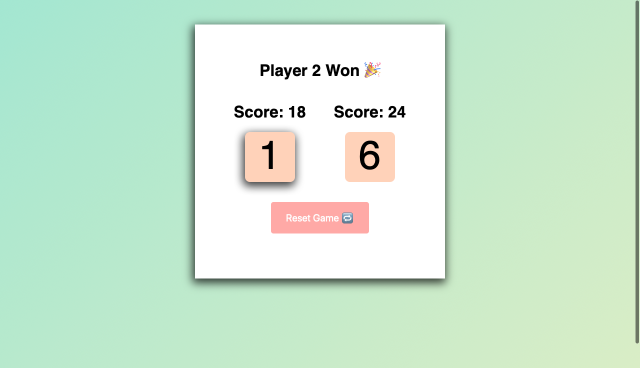 Screenshot of my Dice Game